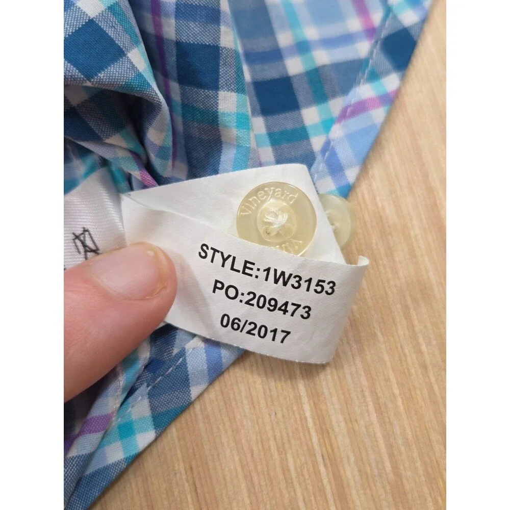 Vineyard Vines Men's S Performance Classic Fit Tucker Shirt Blue Plaid 1W3153